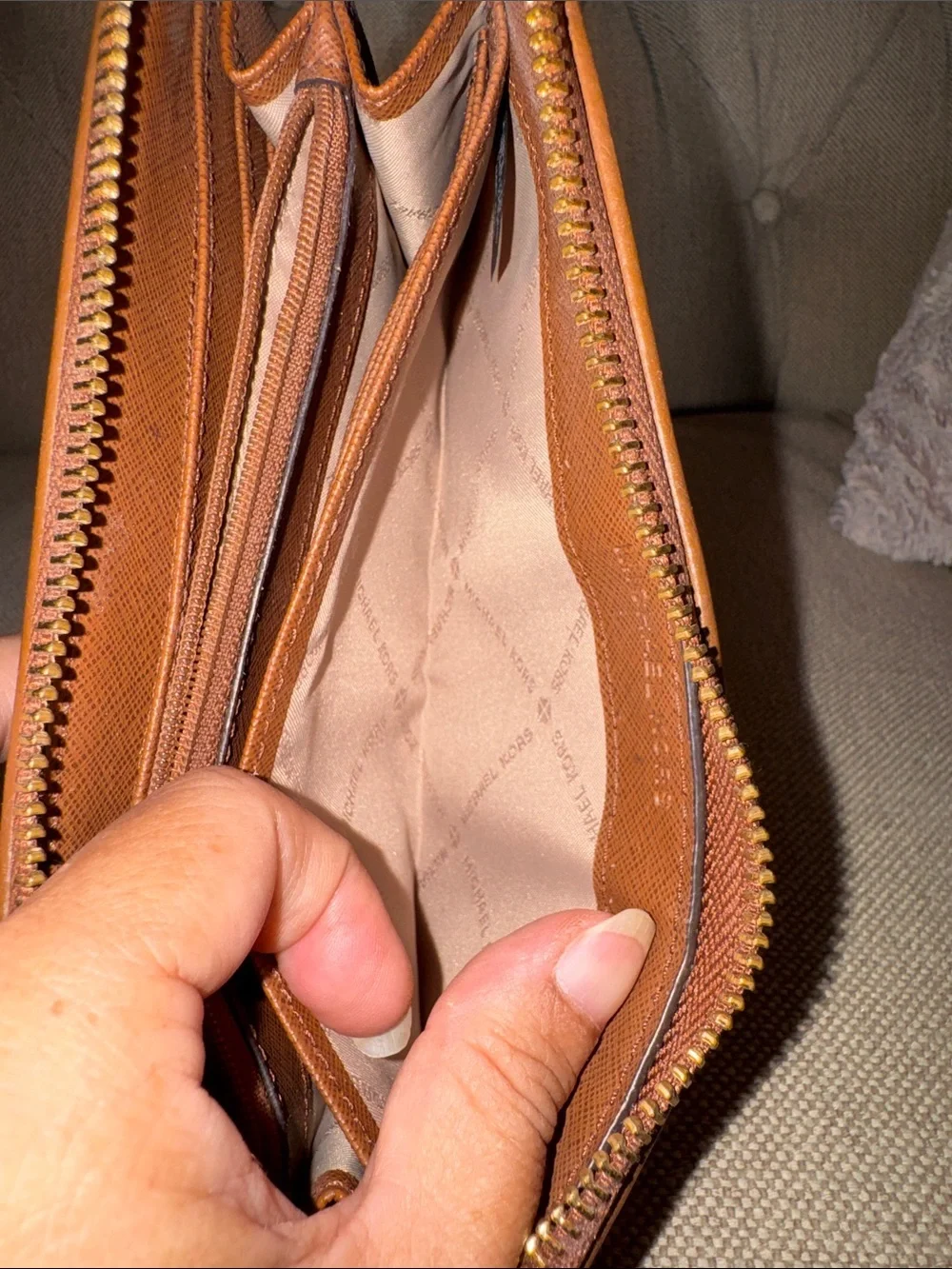 Michael Kors Brown Signature MK Zip Wallet